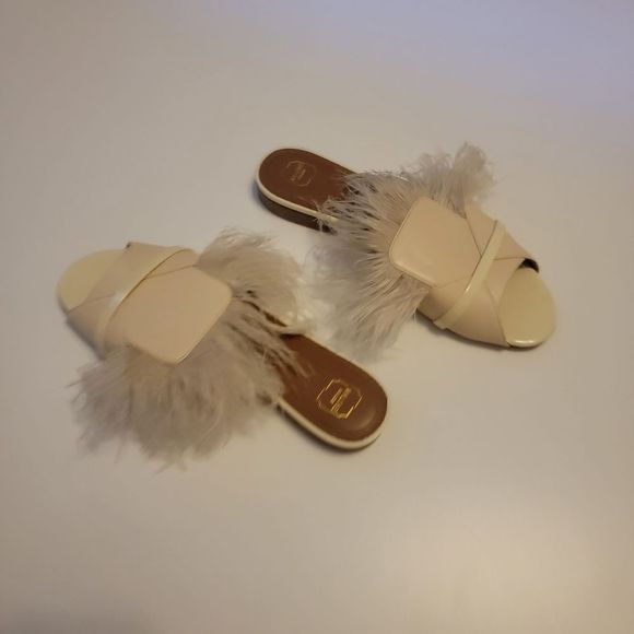 Malone Souliers 'Marina' Feather Satin Hollywood Starlet Glam Slides - Picture 4 of 11